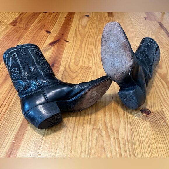 Vintage Lucchese San Antonio Embroidered Boots Black L1138 Men’s Size 10B - Picture 15 of 16